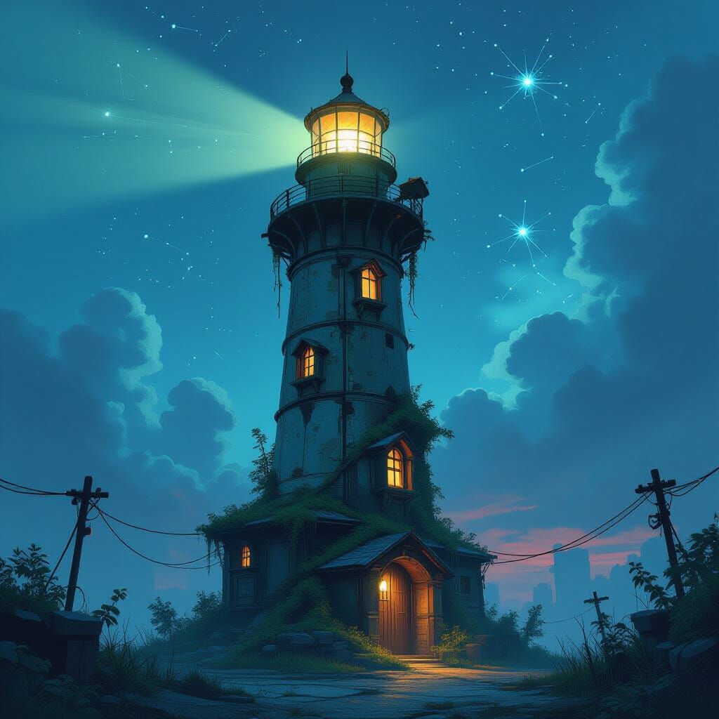 Post-Apocalyptic Lighthouse: Hope in a Ruined World