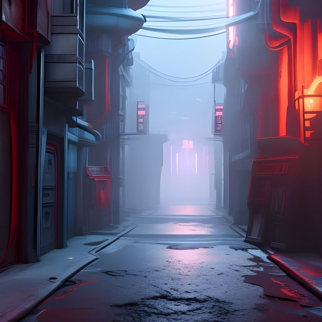 1880s Cyberpunk Alleyway in Detailed Matte Painting