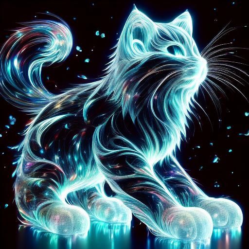 <lora:SD-WETA-FX:1.0> <lora:Bio-lum:1.0> Transparent bioluminescent crystal Kitten, double exposure, Starlight filigree ...