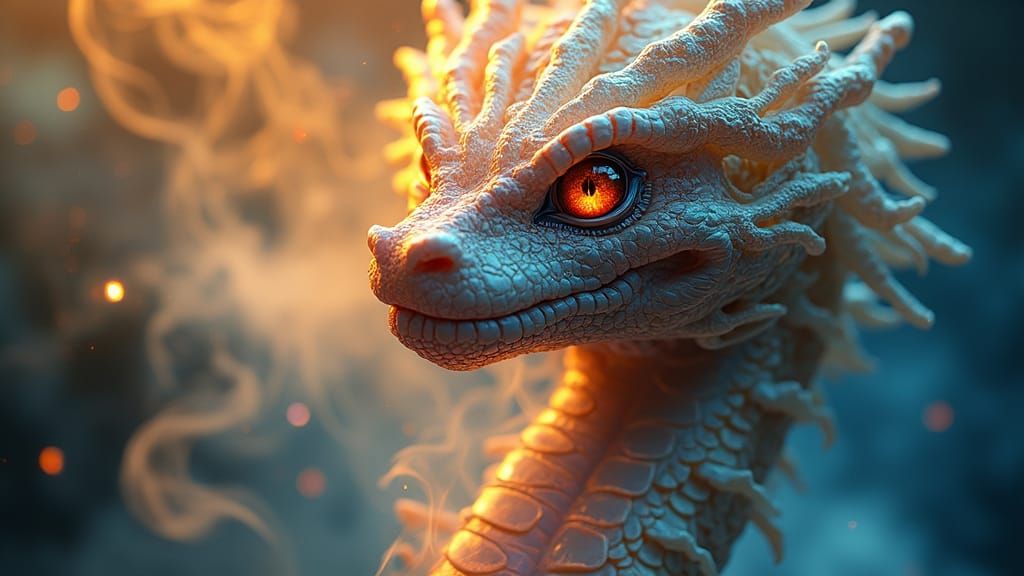 Majestic Rainbow Serpent: Impressionist Biomechanical Art