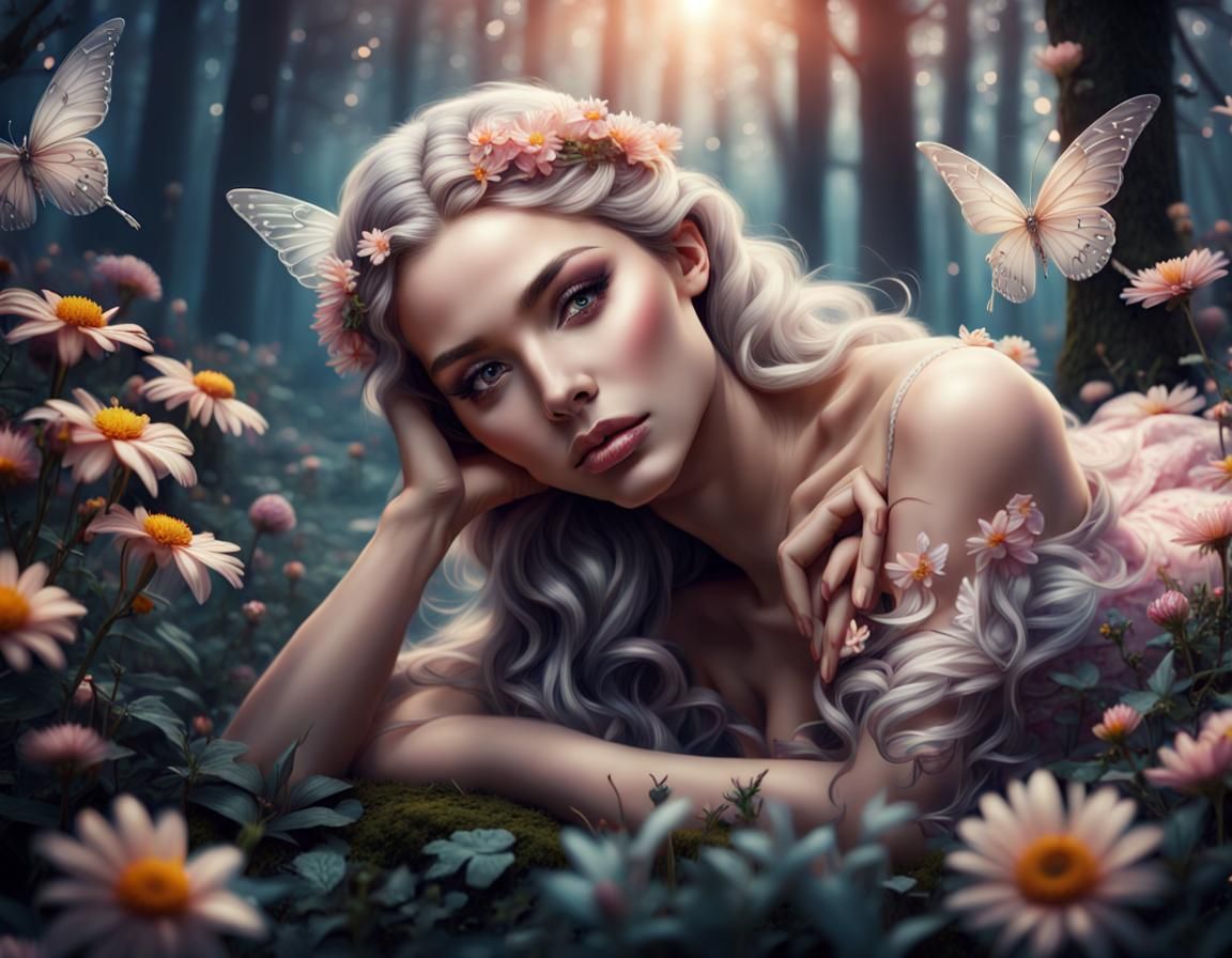 Ethereal Fairy Portrait in Magic Forest