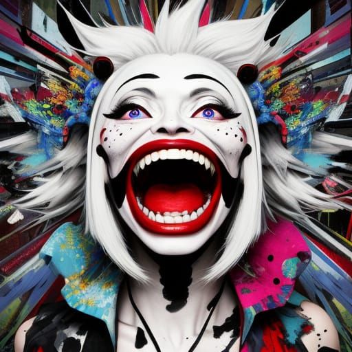 Abstract Expressionist Portrait of Intense Emotion