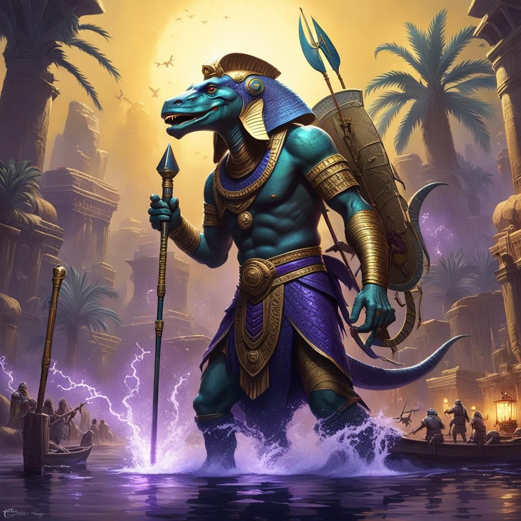 Sobek, Egyptian God of Fishermen: Fantasy Concept Art