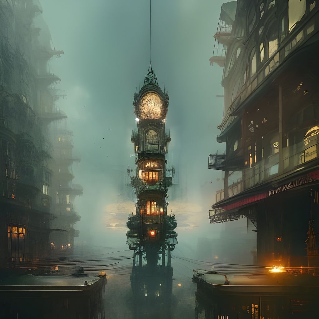 Majestic Steampunk Victorian Skyscraper in Detailed Fantasy ...