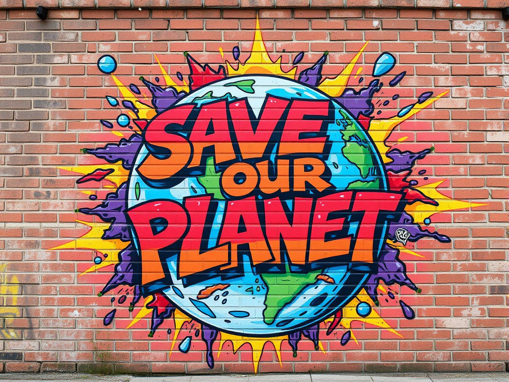 Exploding Earth Mural in Wildstyle Graffiti Art