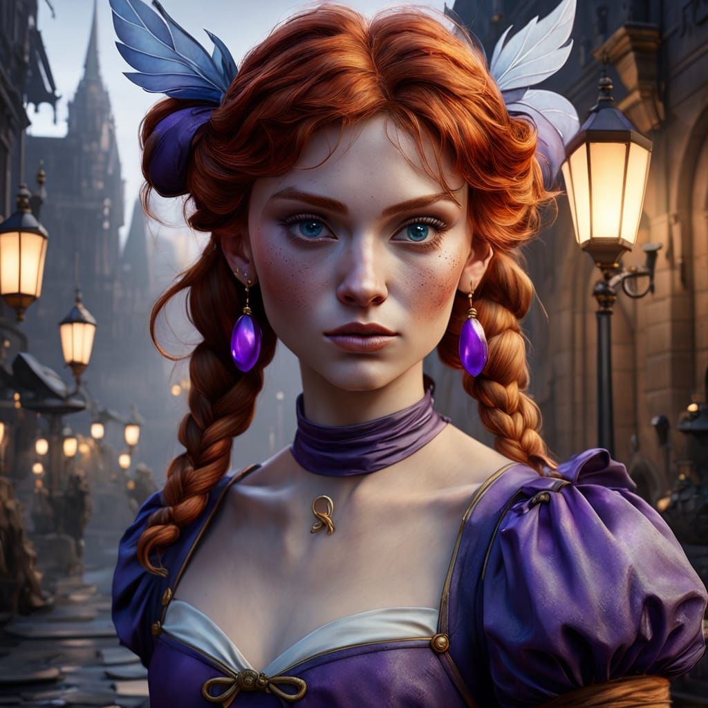 Fantasy Halloween Concept Art: Redhead in Peter Pan Outfit