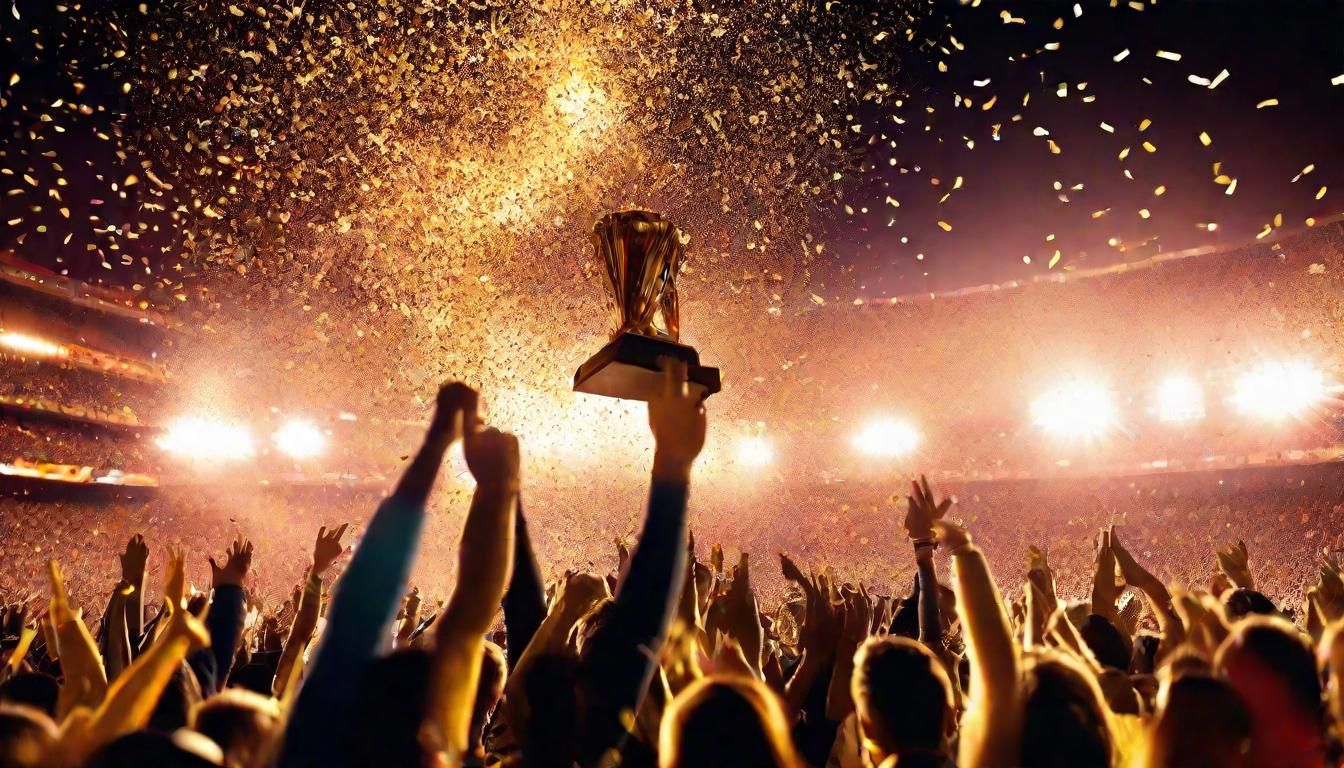 Triumphant Champions Celebrate Victory on Stadium Stage