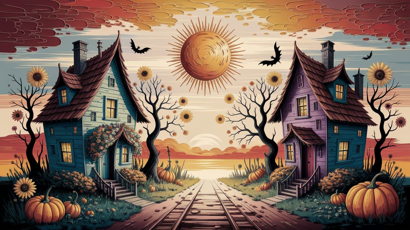 Textured Sun Vertical Lines in Embossed Autumn Style