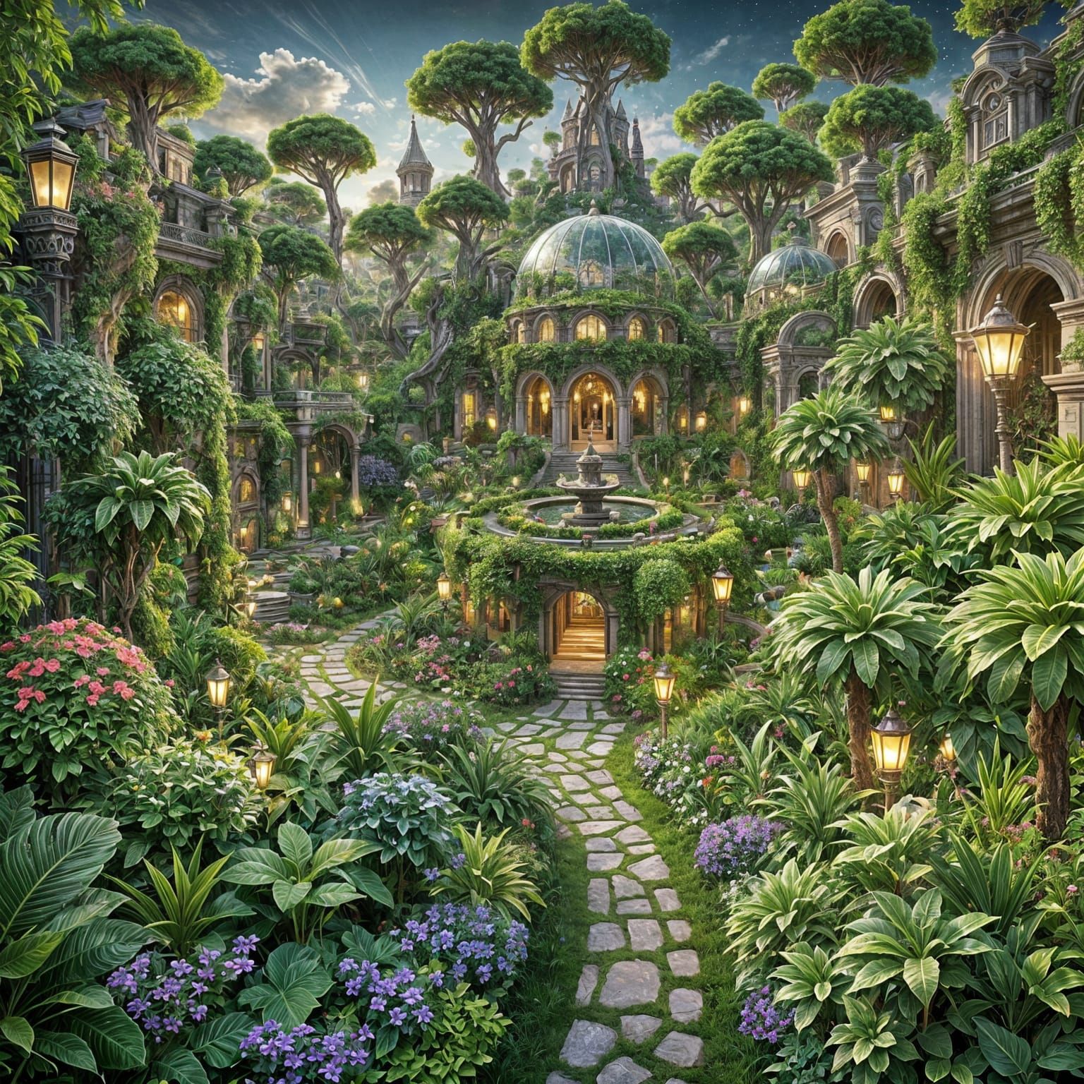 Epic Lush Garden Masterpiece in Sci-Fi Proportions