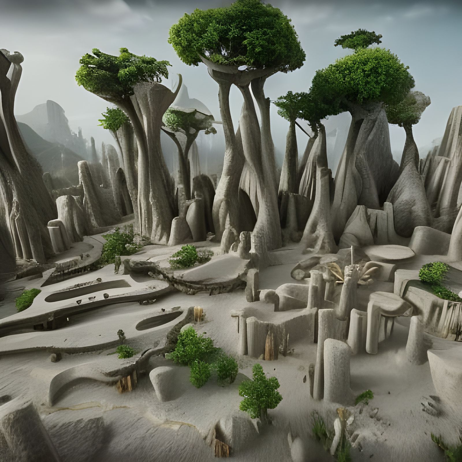 Detailed Petrified Forest Fantasy Landscape with Magic Light