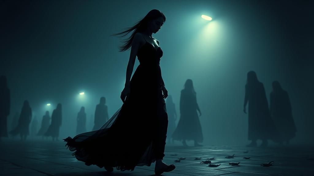 Dreamlike Sleepwalker in Surrealist Style, Dark and Sleek