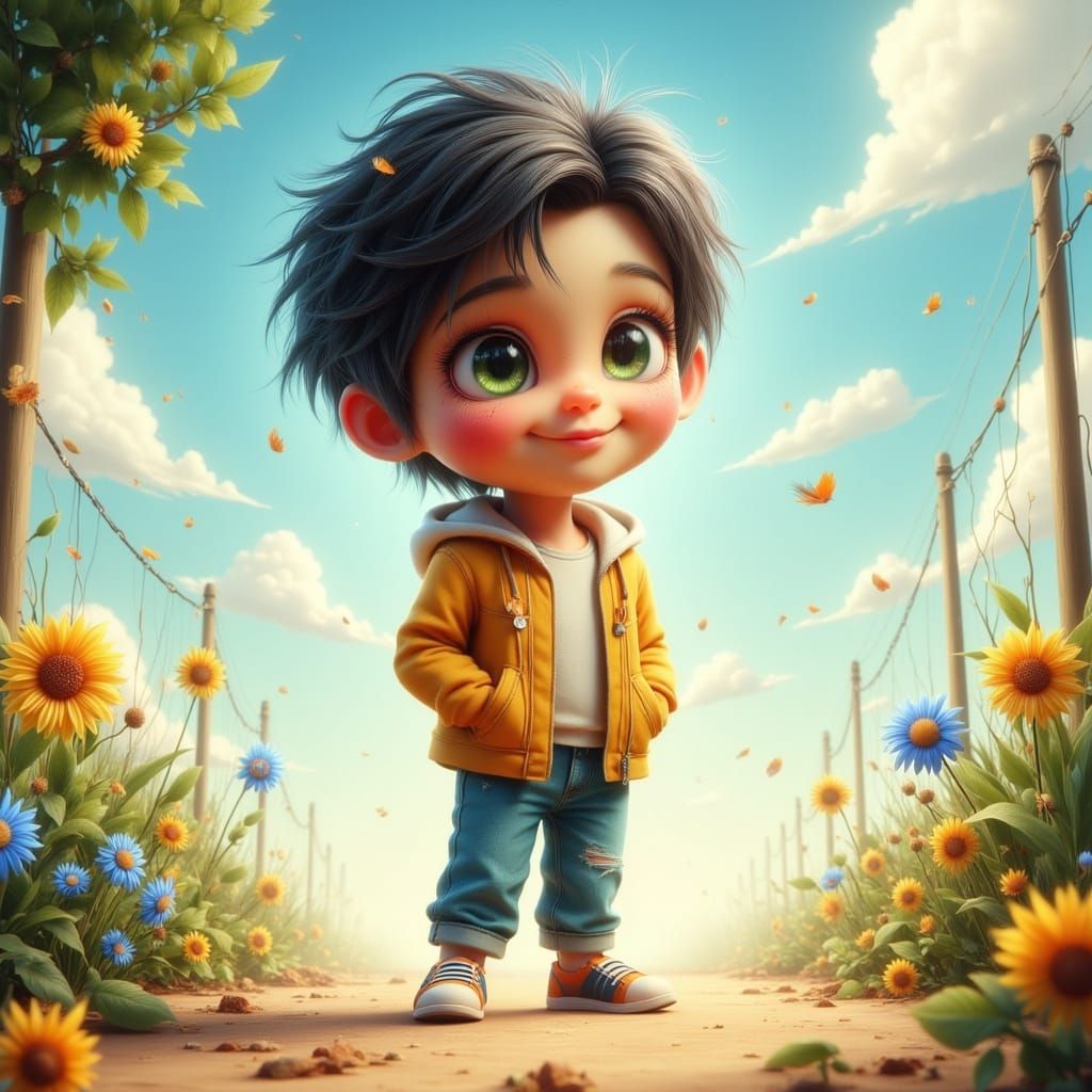 Auggie Smiles in Sunny Outdoor Scene