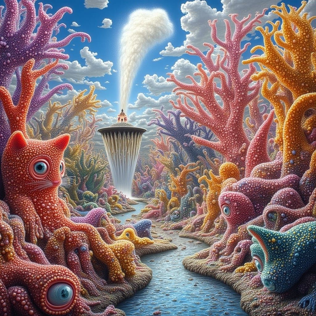 Vibrant Candyland Wonderland in Gouache Style