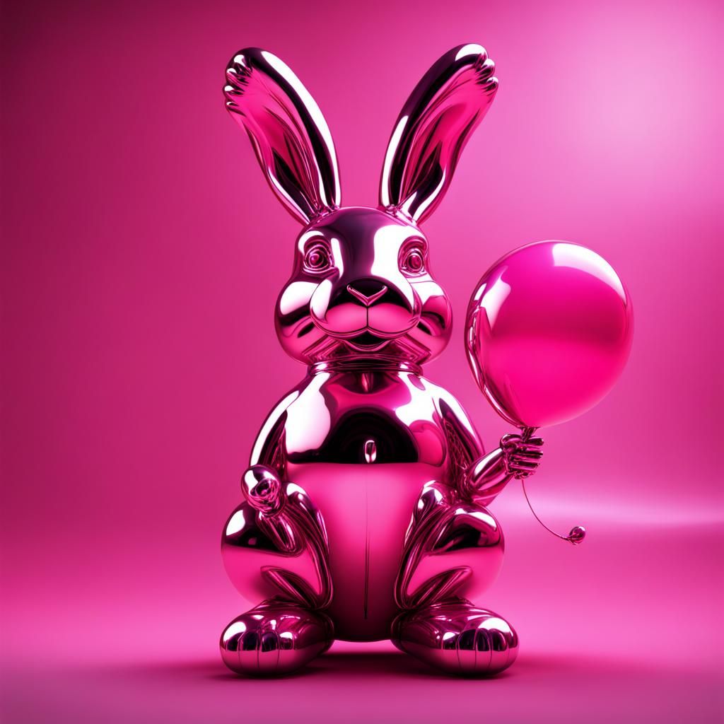 Metallic Pink Balloon Rabbit Sculpture