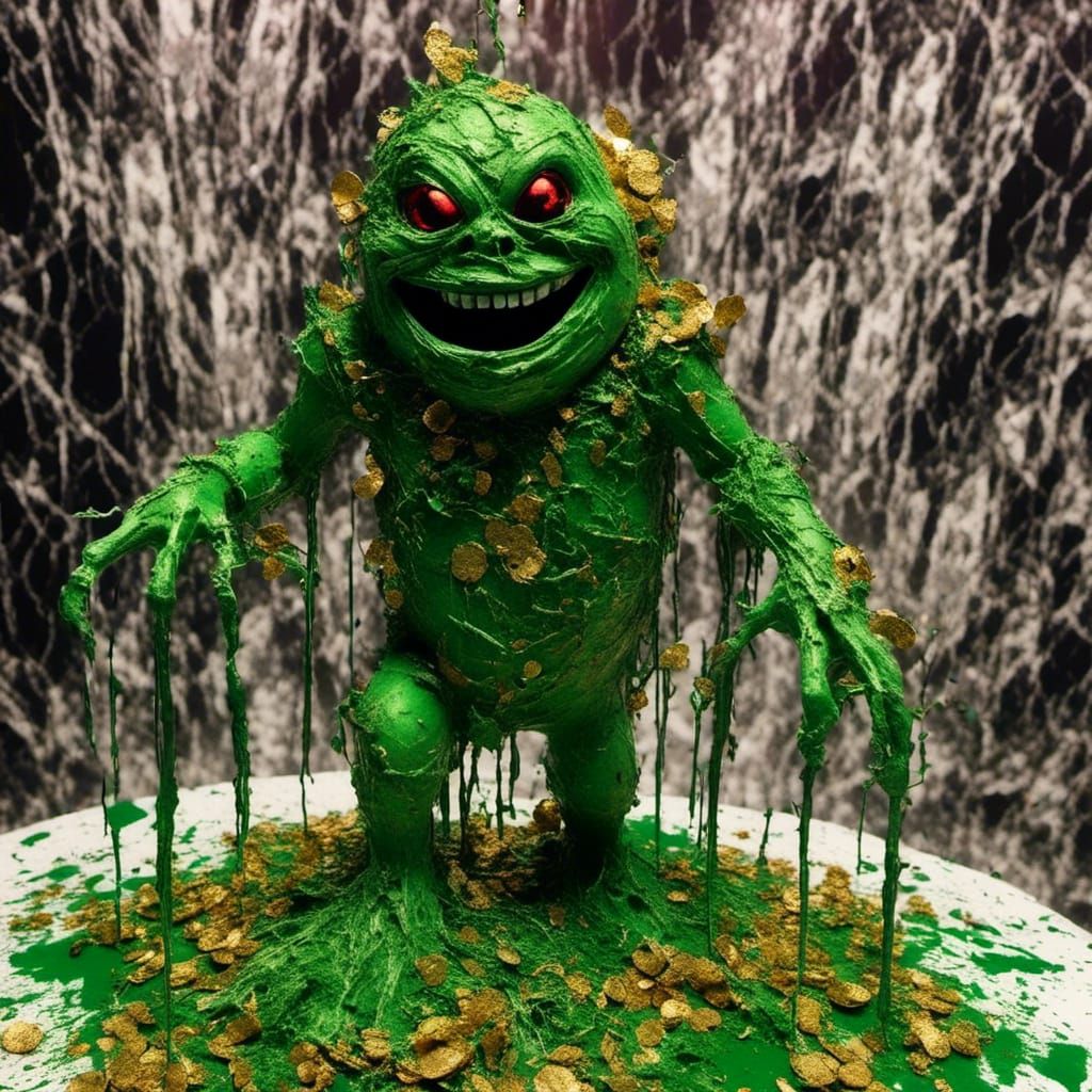 Green M & M and Slimer Fused