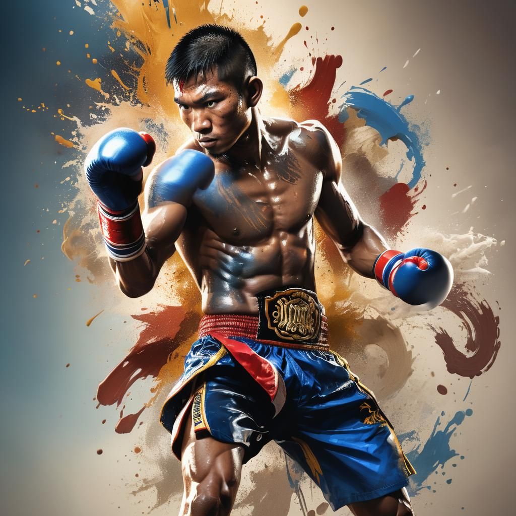 Hyperrealistic Muay Thai Fighter in Action