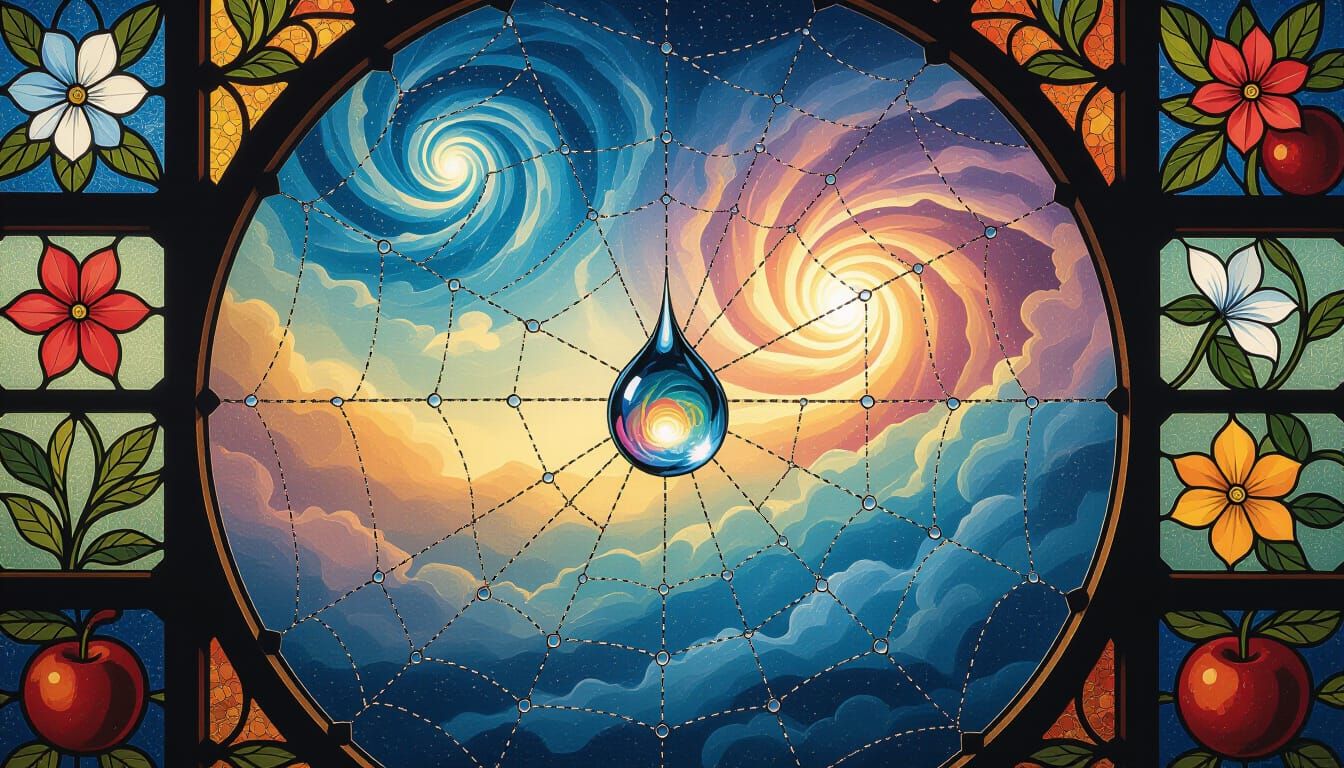 Raindrop Reflecting Surreal Fruit Still Life