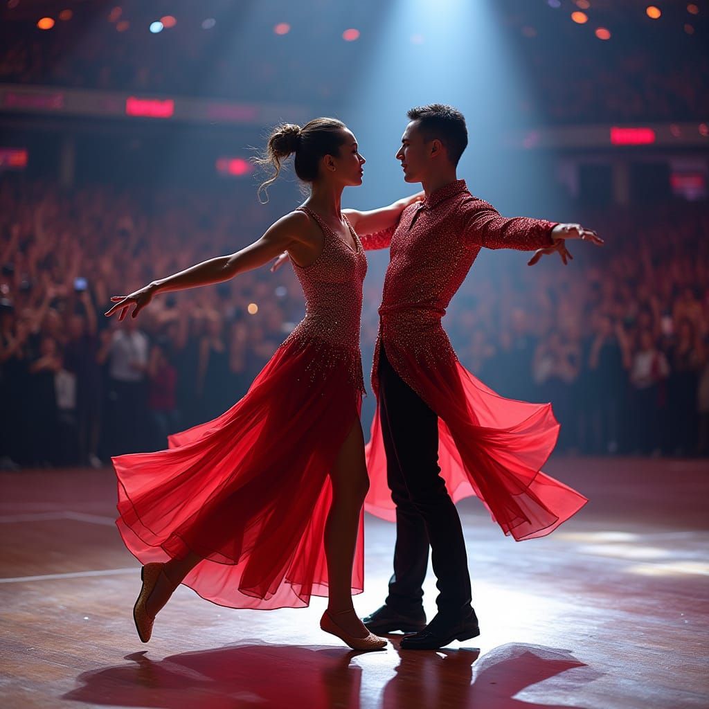 Dancers in Sync at Dance Competition