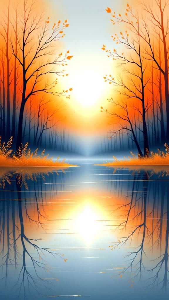 Mid-Century Modern Mirror Lake Sunrise