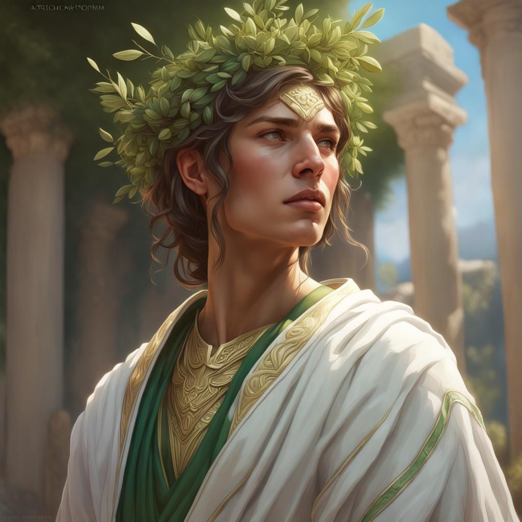 Greek Priestess of the Harvest in Art Nouveau Style