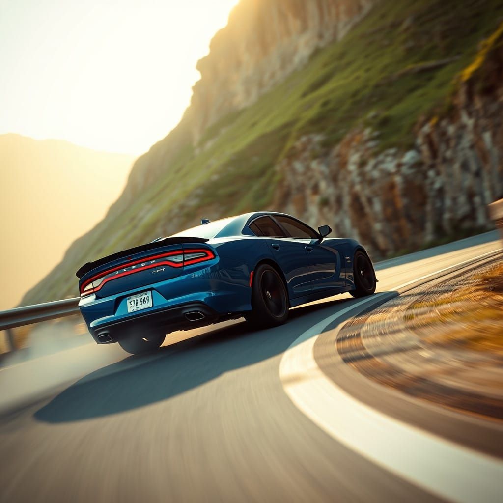 Turbocharged Dodge Charger Drifts Through Mountain Turn