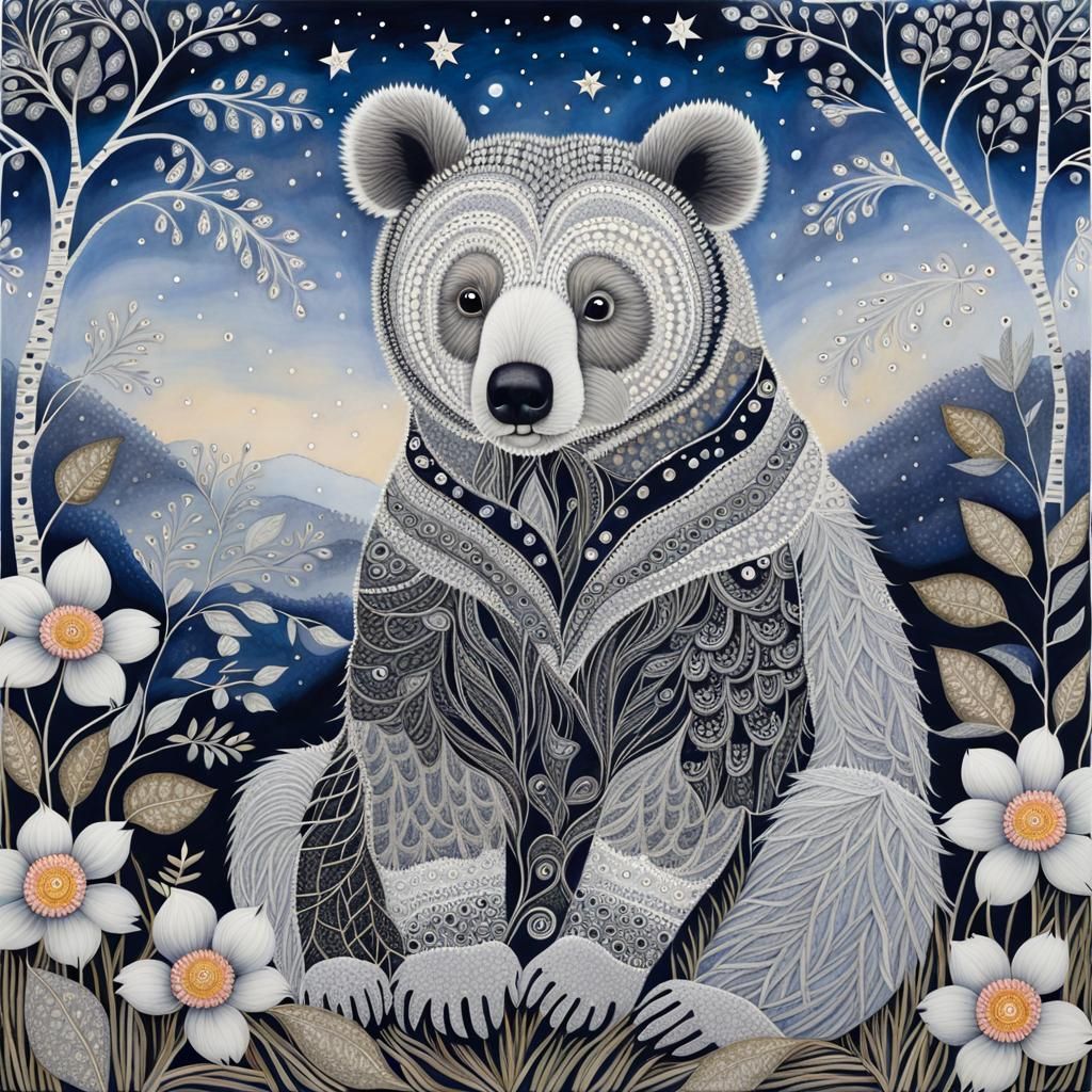 Enigmatic Koala Bear in Zentangle Acrylic Style