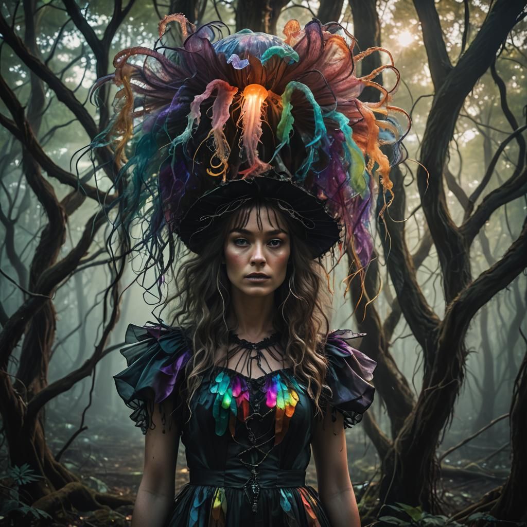 Mystical Witch Portrait in Dark Fantasy Style