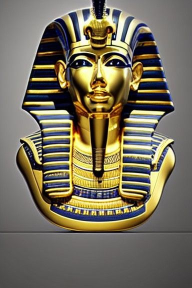 King Tut's Golden Death Mask in Hyperrealism