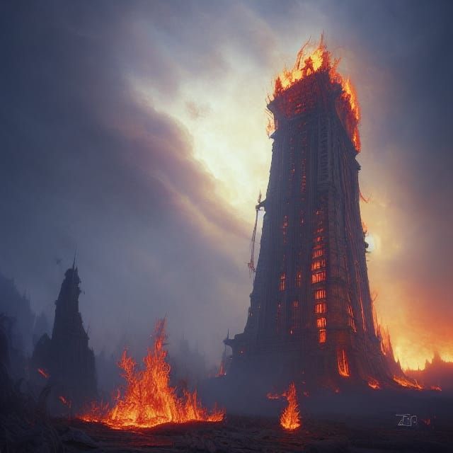 burning tower