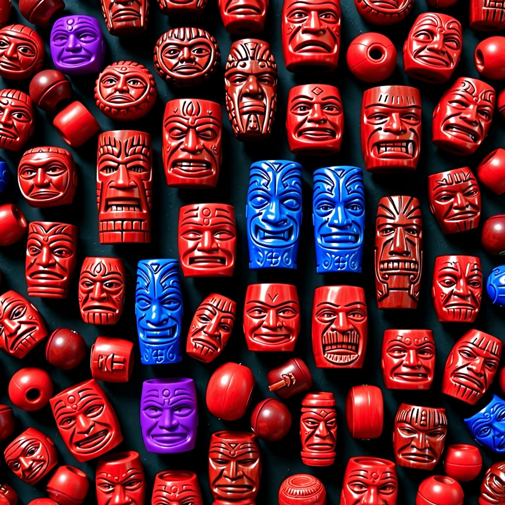 Handmade Tiki Figurines Created from Ceramic and Glass Beads