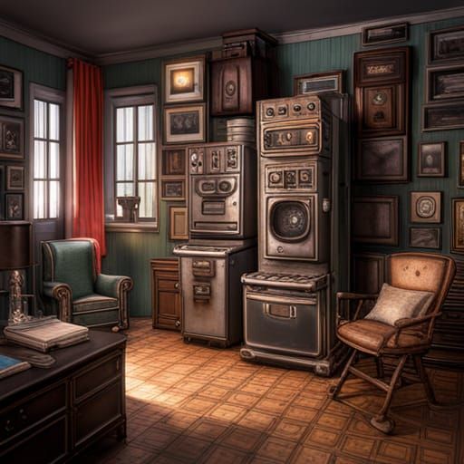 Steampunk Appliances Devouring a Household Interior