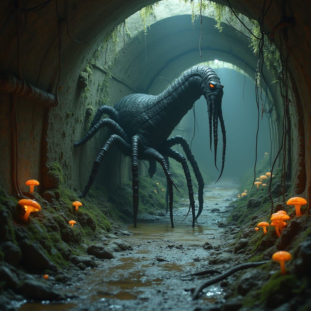 Biomechanical Horror Emerges from Dystopian Tunnel