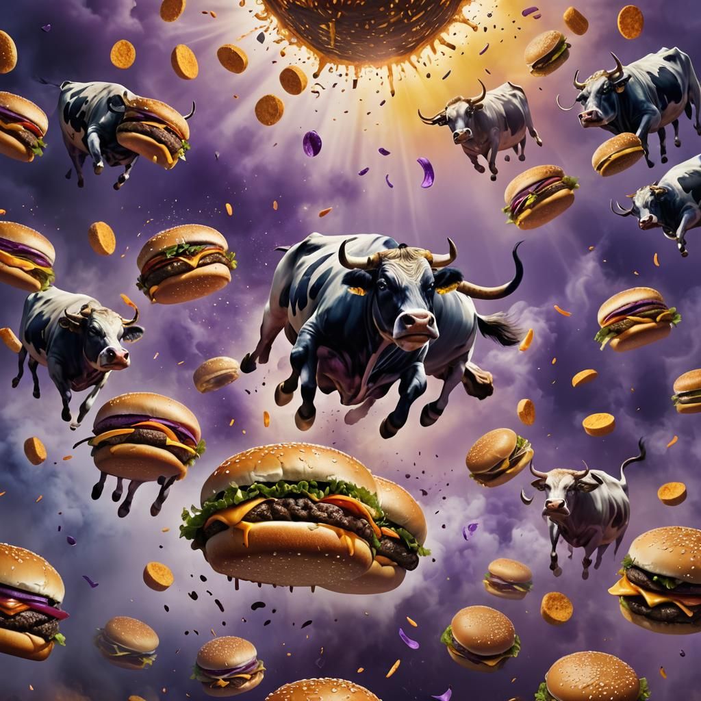 Cows Transform to Hamburgers: Surreal Digital Art
