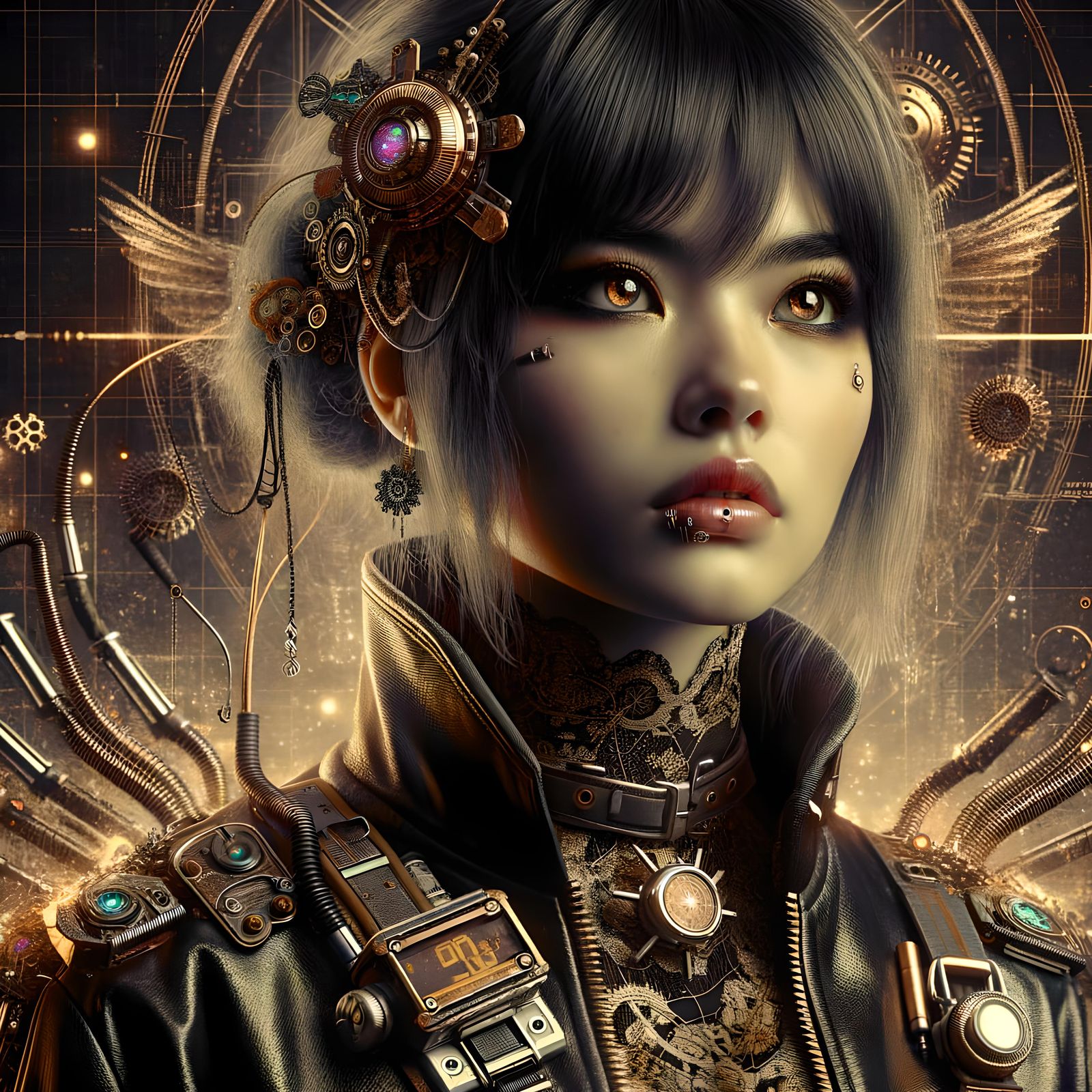 Cyberpunk Steampunk Woman in Ultra-Realistic 8K