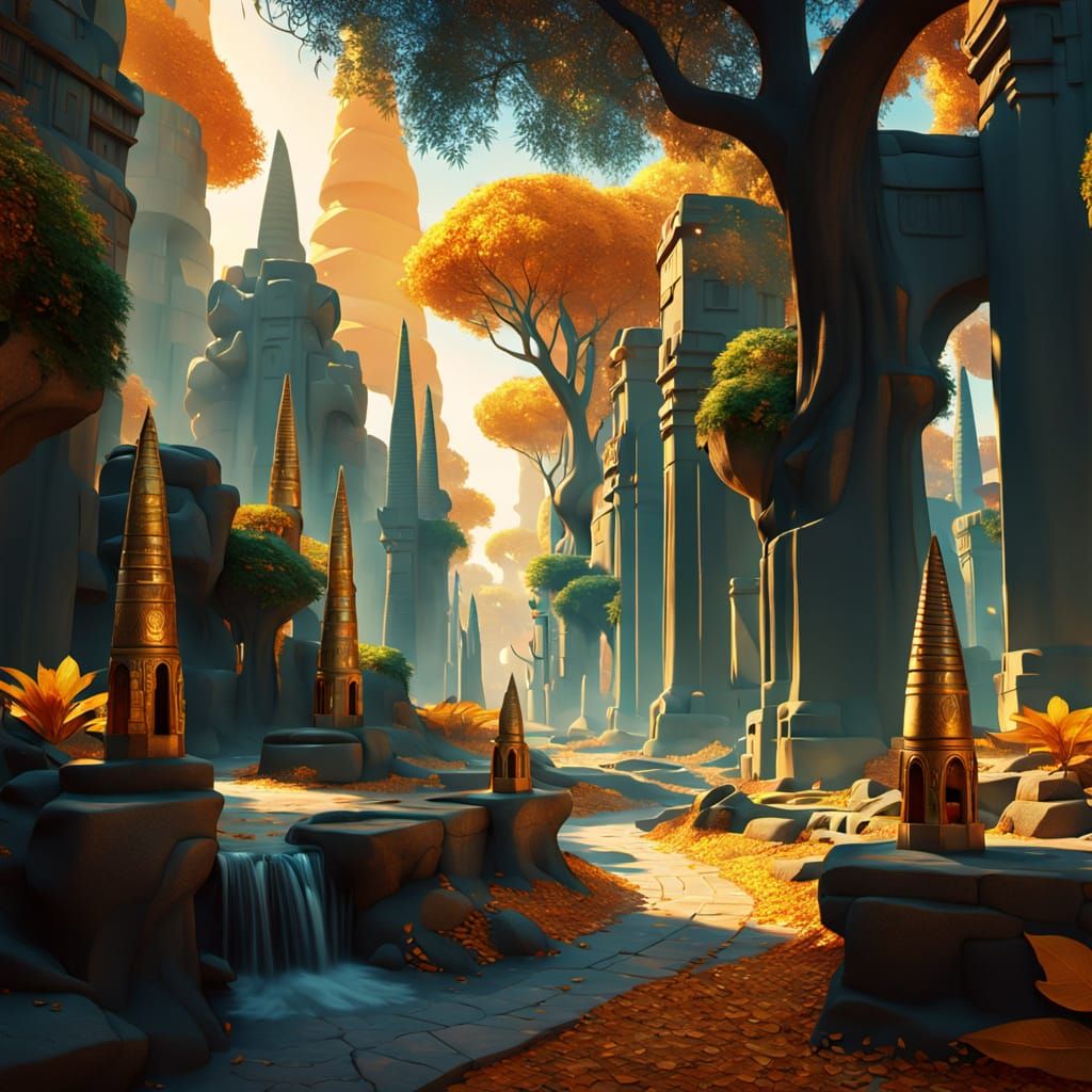 Surreal Egyptian Cityscape in Gaudi Style