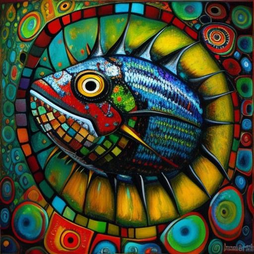 Angler Fish Oil Painting in Pop Surrealism Style