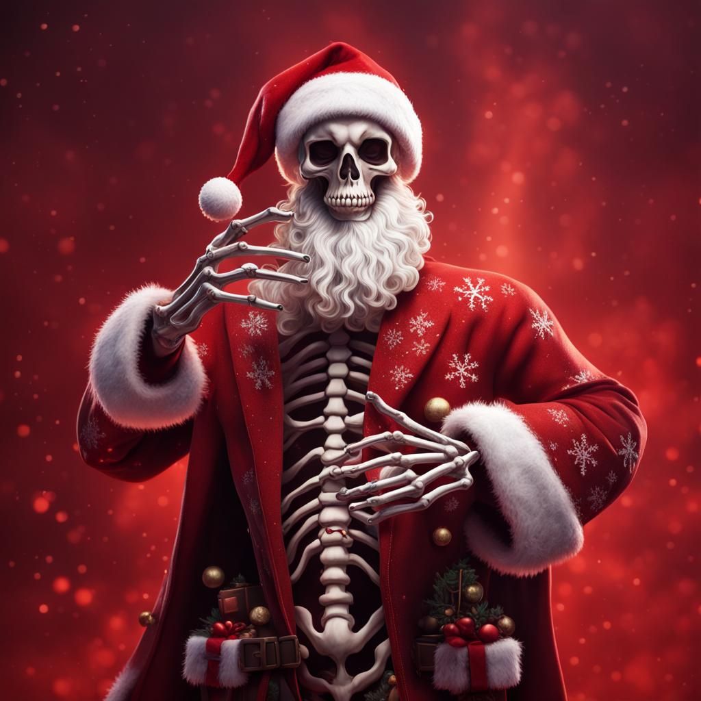 Santa Skeleton: Detailed Fantasy Concept Art
