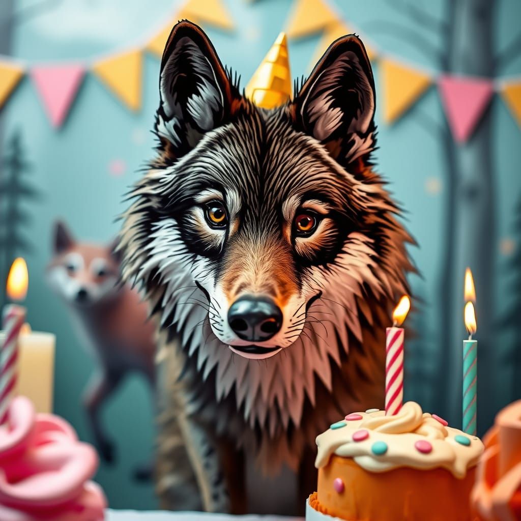 Wolf Surprises Baby Otters at Joyful Birthday Celebration