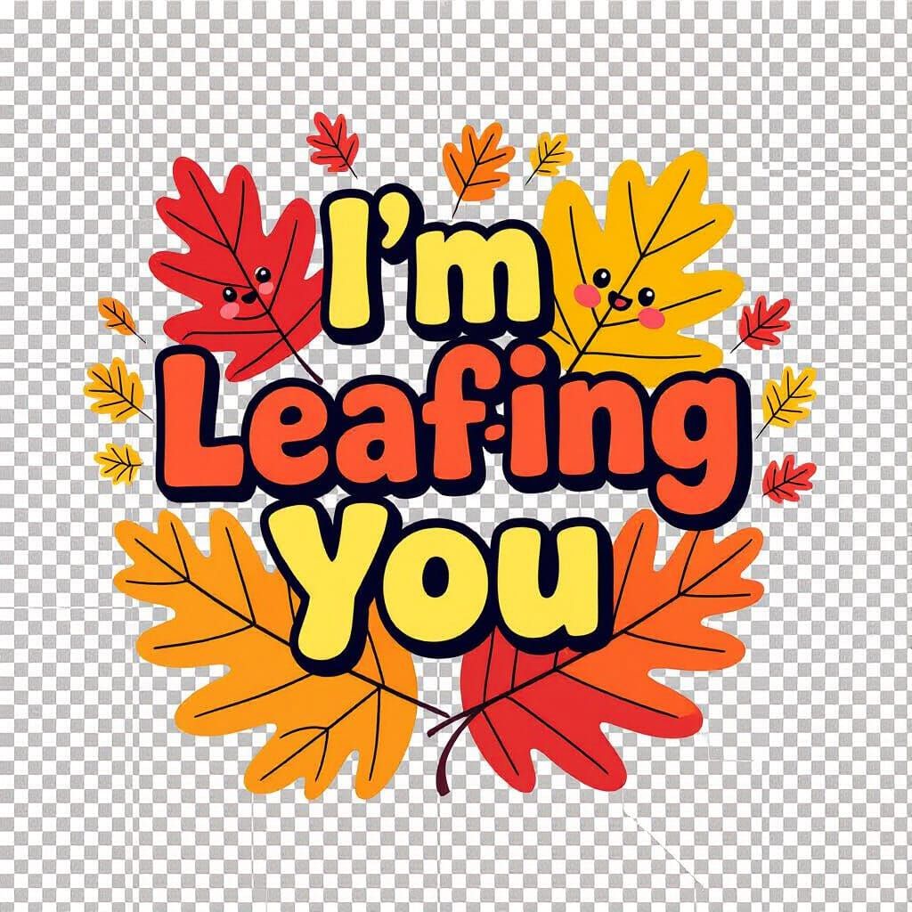 Cute Autumn Leaves Illustration with Retro Text