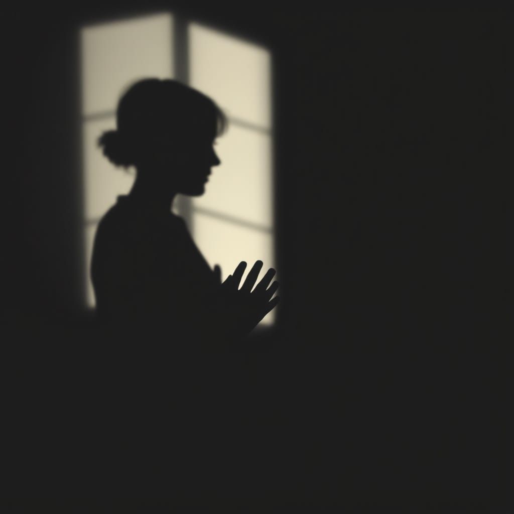 Evocative Shadow Figure Holding Memory