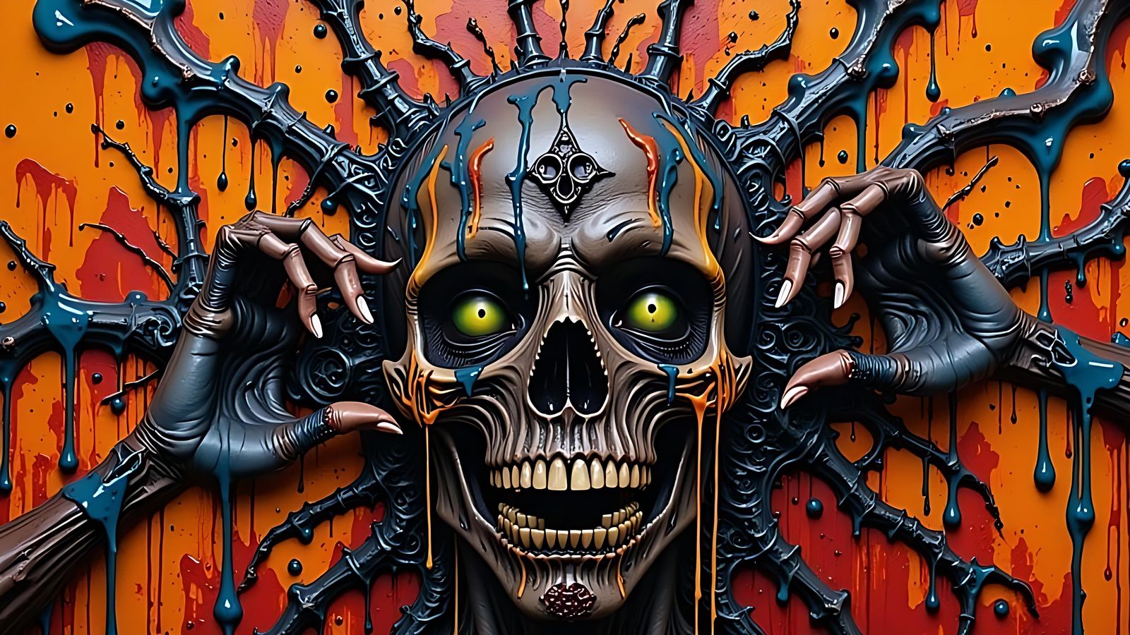 Sinister Macabre Abstract in Reverse Colouring