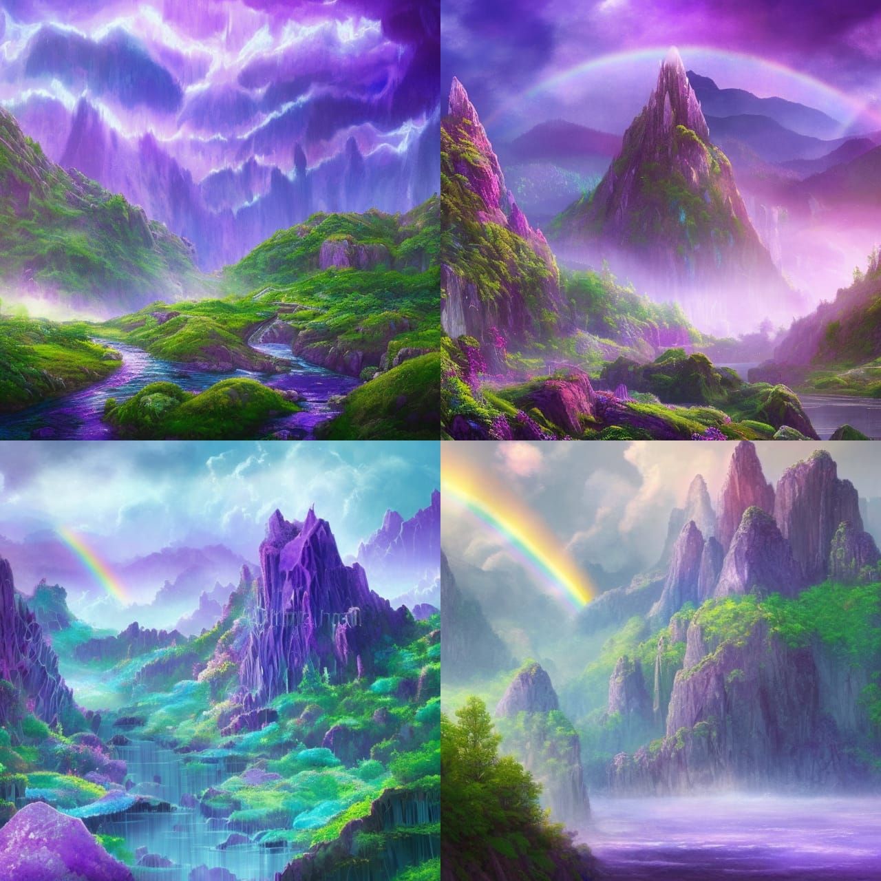 Ethereal Glass Castle in Violet Valley Landscape