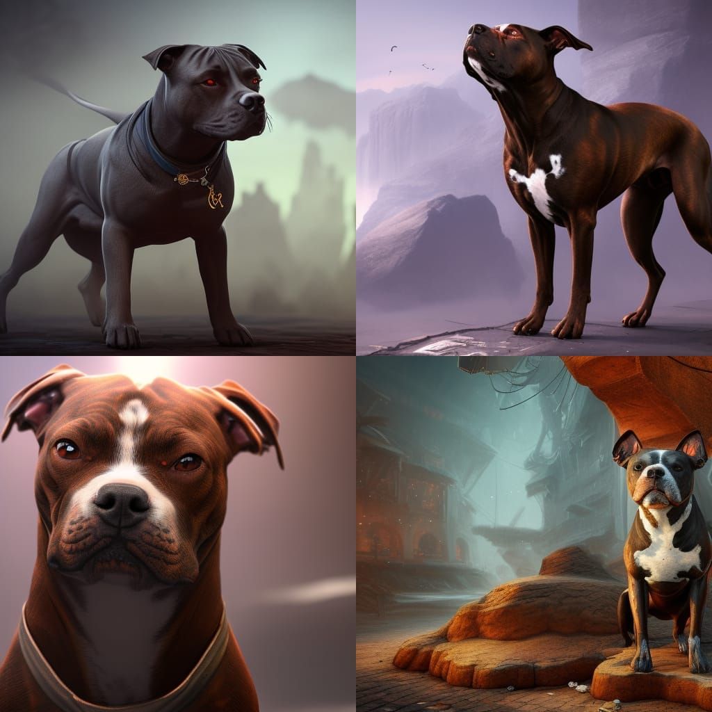 Gangster Staffy Dog in Detailed Matte Painting