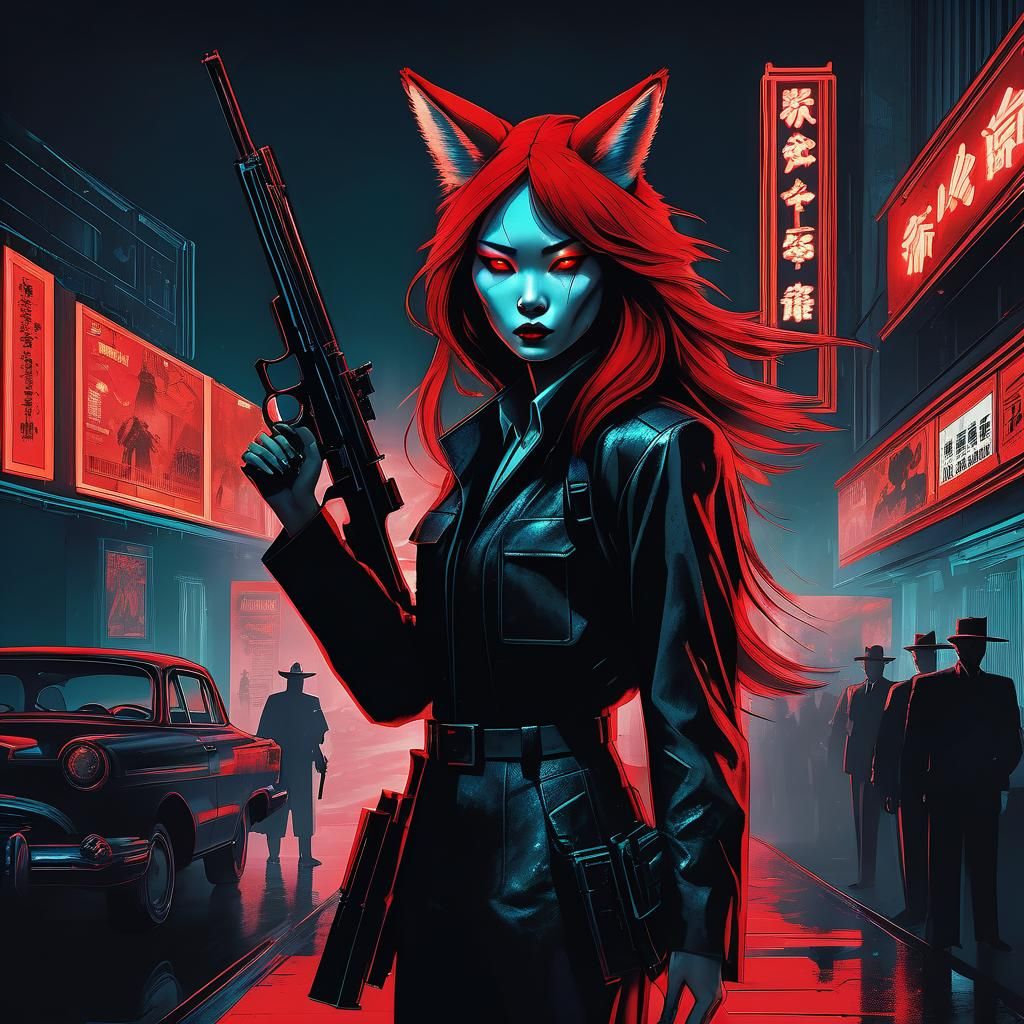 Villain Kumiho Girl in Dystopian Noir Style