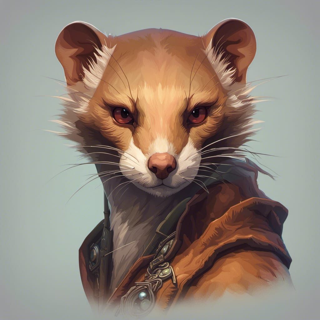 Detailed Weasel Portrait in Art Nouveau Style