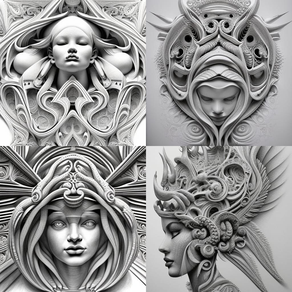 Monochrome 3D Pencil Sketches of Divinity