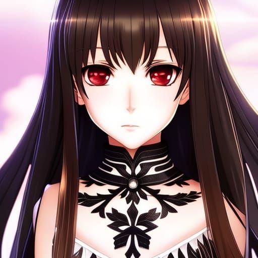 Gothic E-Girl with Freckles in Anime Style