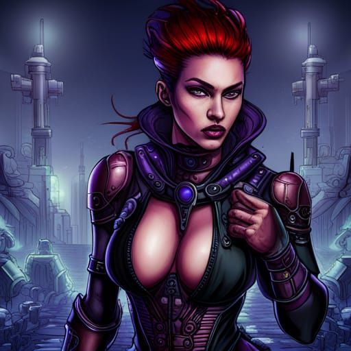 Cybernetic Cyborg Assassin Supermodel in Cyberpunk Style