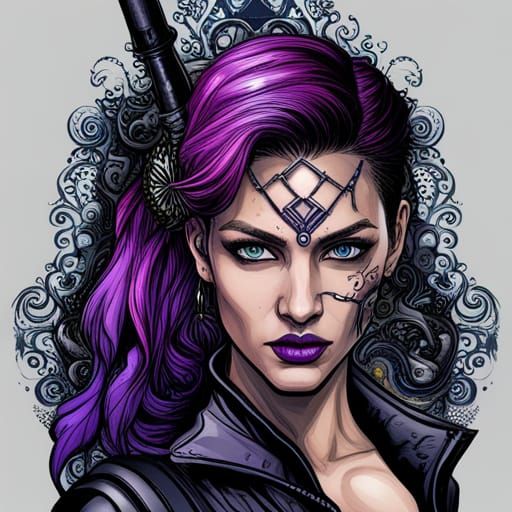 Cybernetic Cyborg Assassin in Cyberpunk Graphic Novel Style