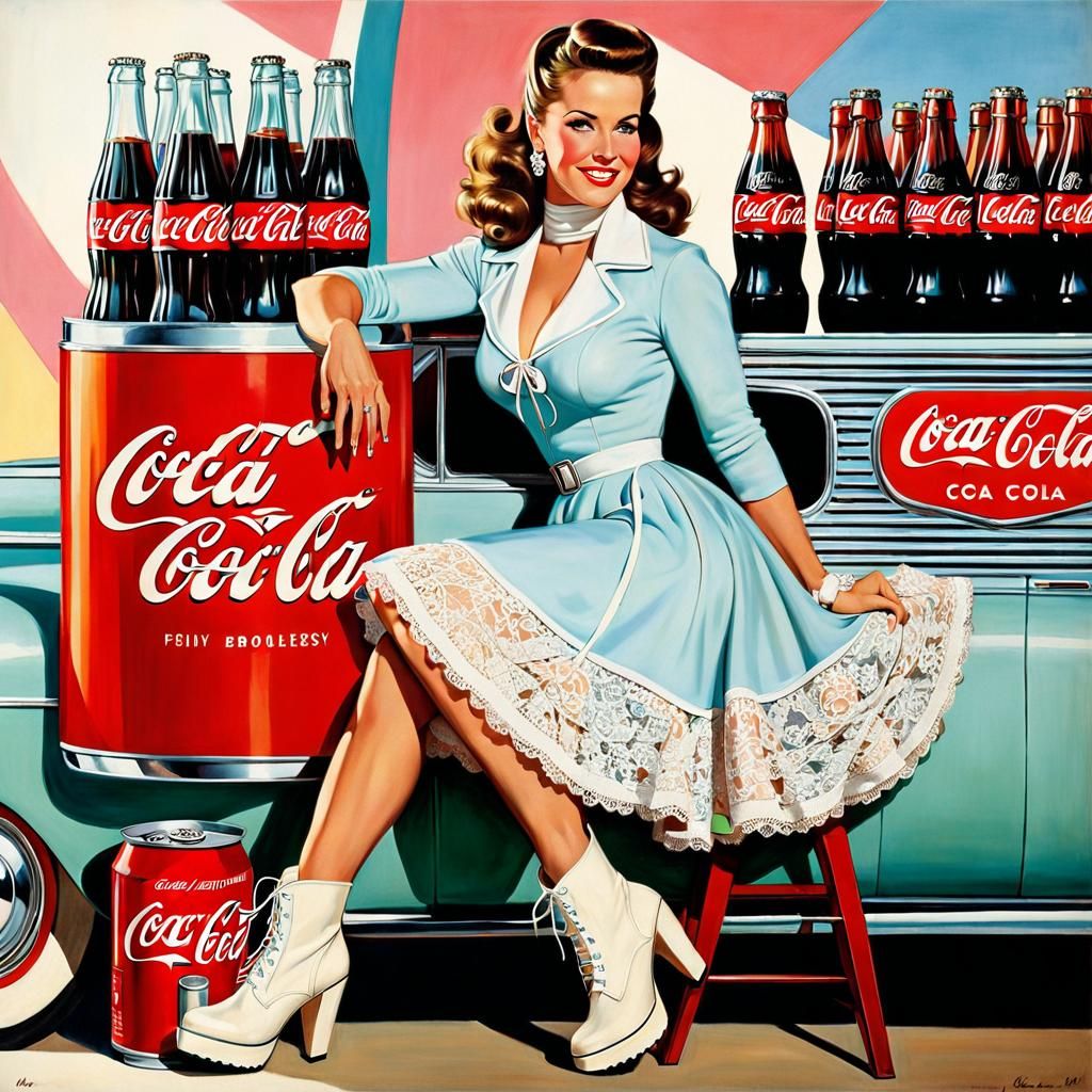 Retro Coca-Cola Ad in Pin-Up Style